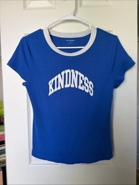 Old Navy Blue Tee with White 'KINDNESS' Graphic